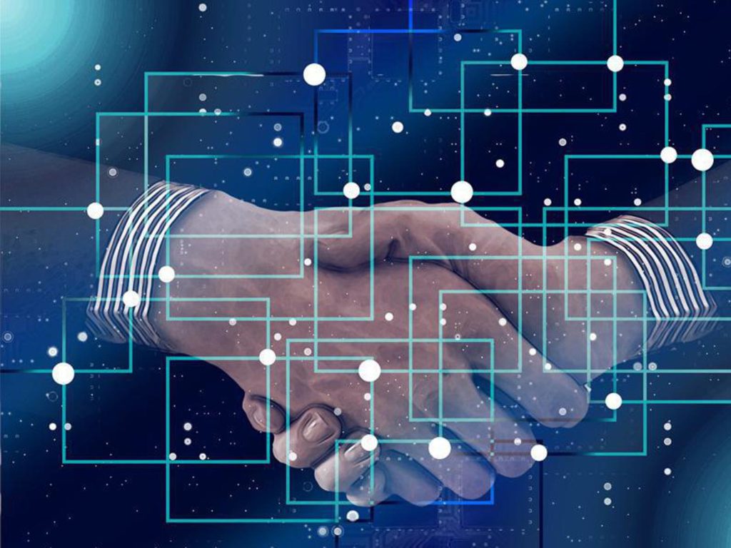 Shaking hands, handshake, data and block chain